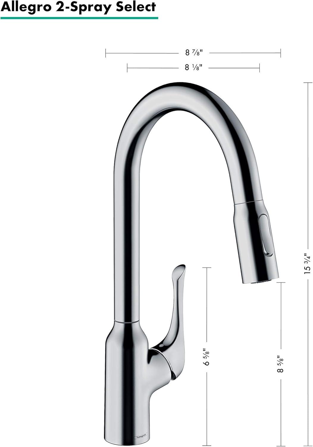 hansgrohe Allegro N HighArc Kitchen Faucet, 2-Spray Pull-Down, 1.75 GPM