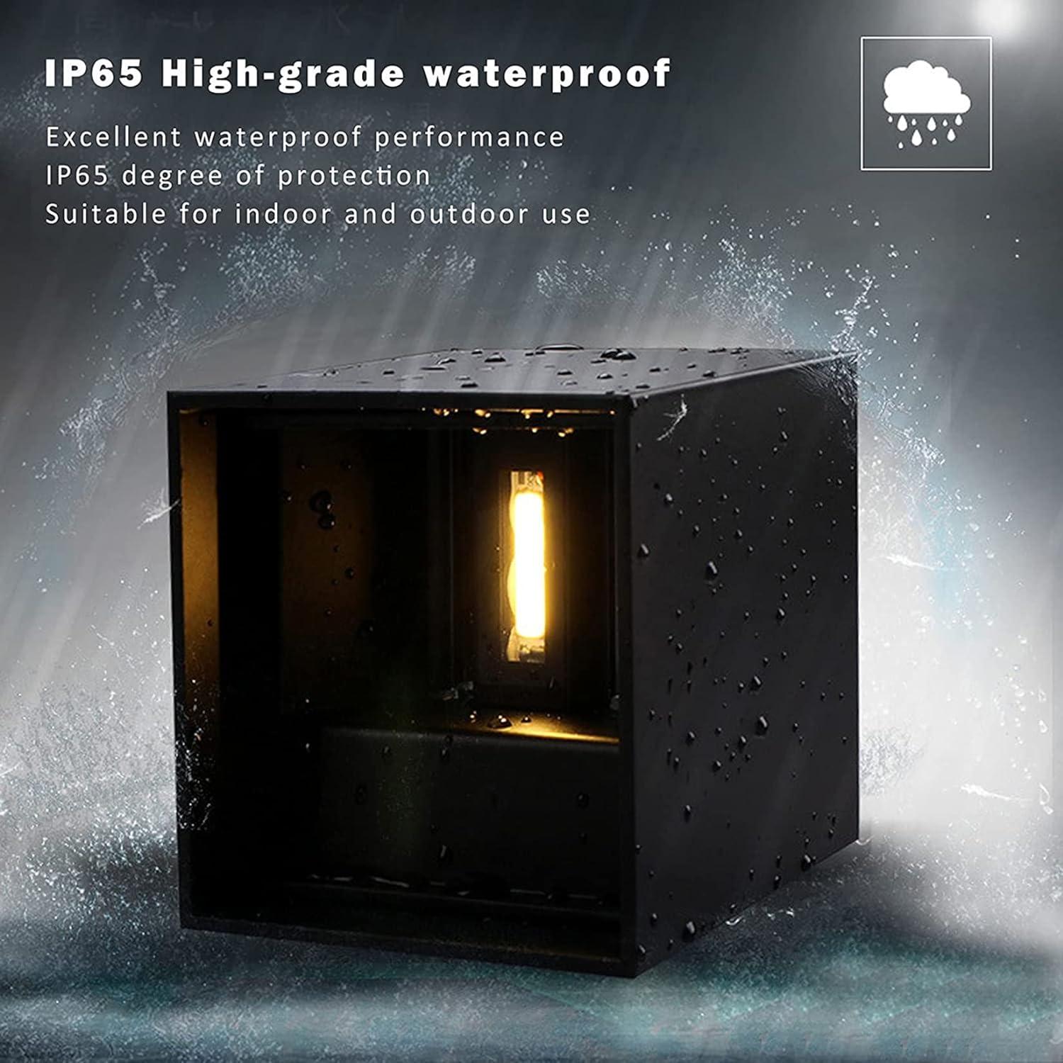 Modern Black Aluminum LED Waterproof Wall Sconce Set