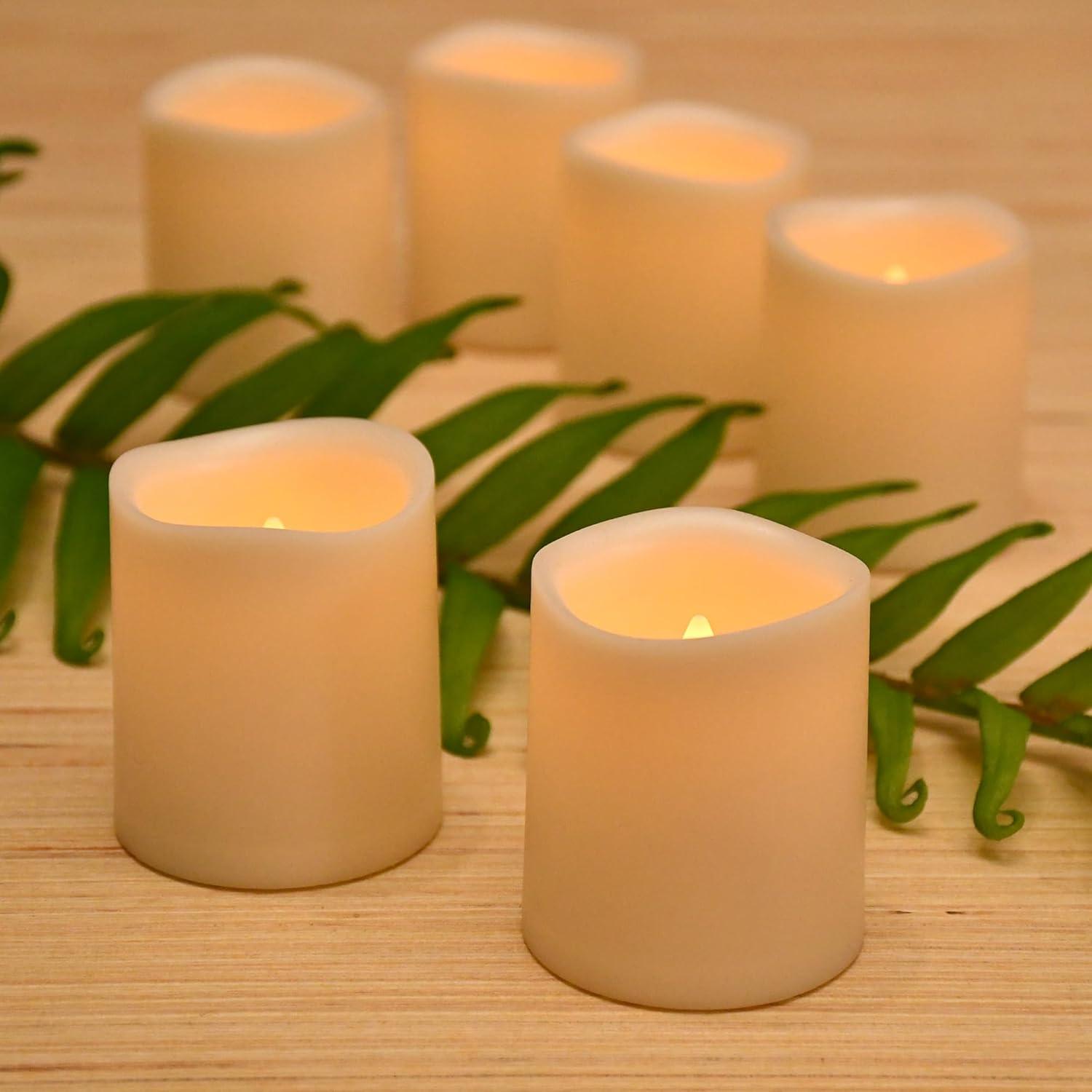 LumaBase Battery Operated LED Mini Pillar Candles - Set of 6