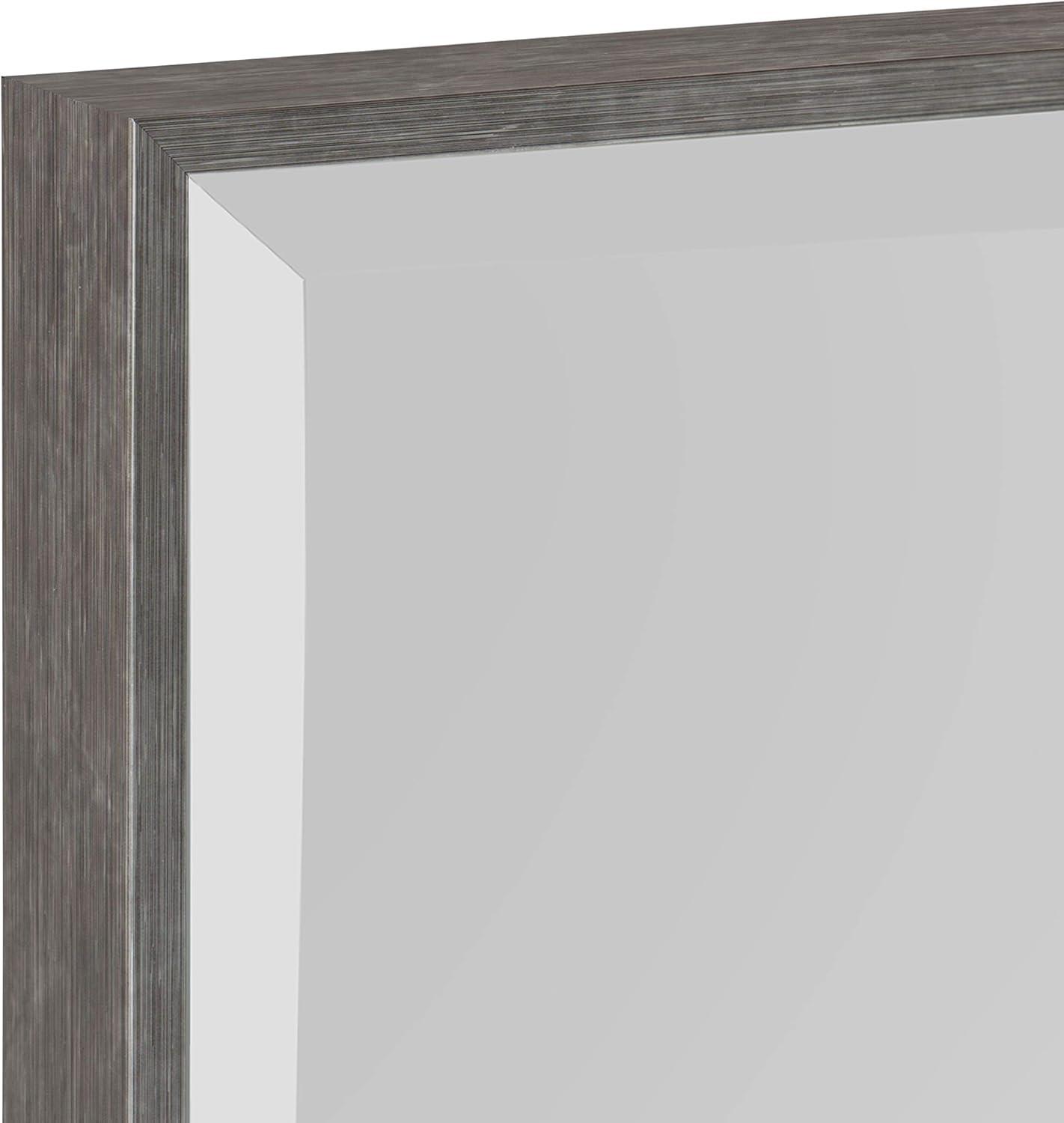 Kate and Laurel Rhodes Large Framed Decorative Rectangle Wall Mirror, 25x37 Dark Silver