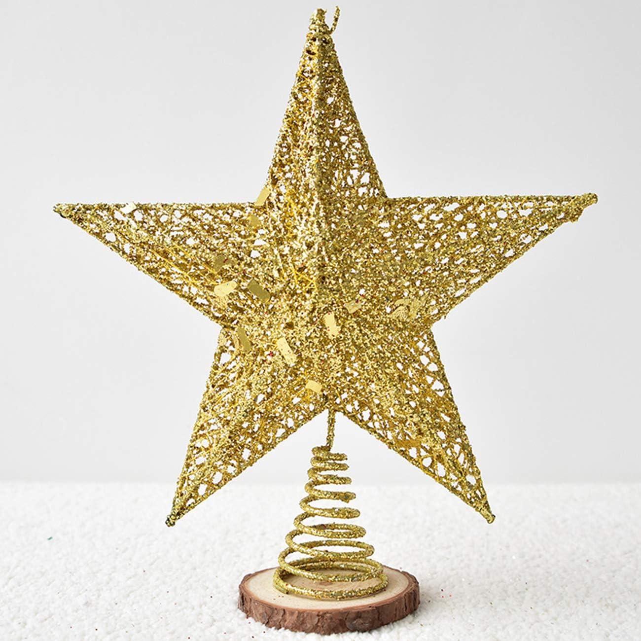 10'' Gold Metal Star Christmas Tree Topper with LED Lights