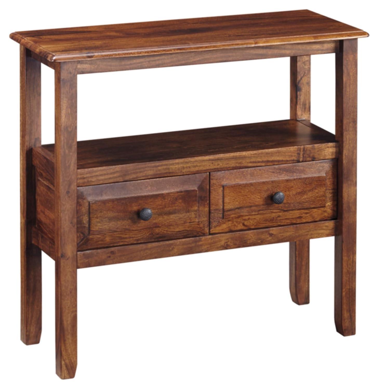 Signature Design by Ashley Casual Abbonto 2 Drawer Accent Table, Warm Brown