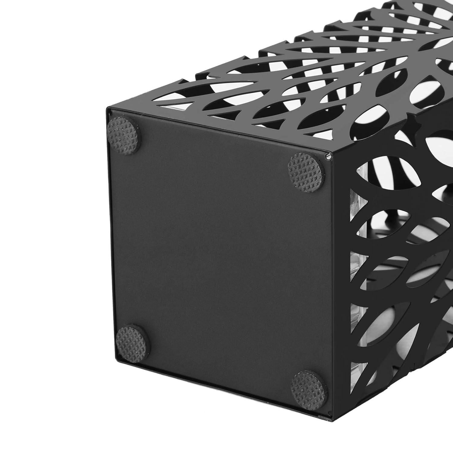 SONGMICS Umbrella Stand, Umbrella Holder for Entryway, Steel Square Umbrella Rack Organizer Freestanding, for Canes Walking Sticks, with a Detachable Drip Tray, 4 Hooks, Black ULUC48B