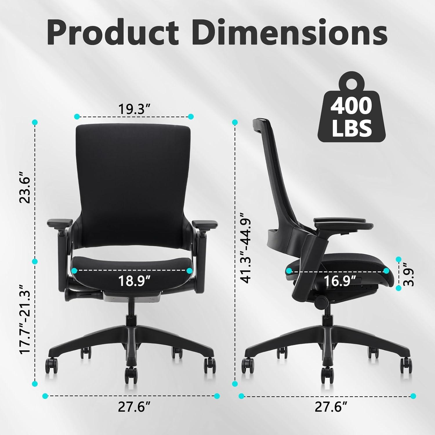 CLATINA Swivel Executive Computer Chair with 3D Armrest and Lumbar Support, Adjustable Ergonomic Fabric Backrest Task Chair for Home Office Conference Room