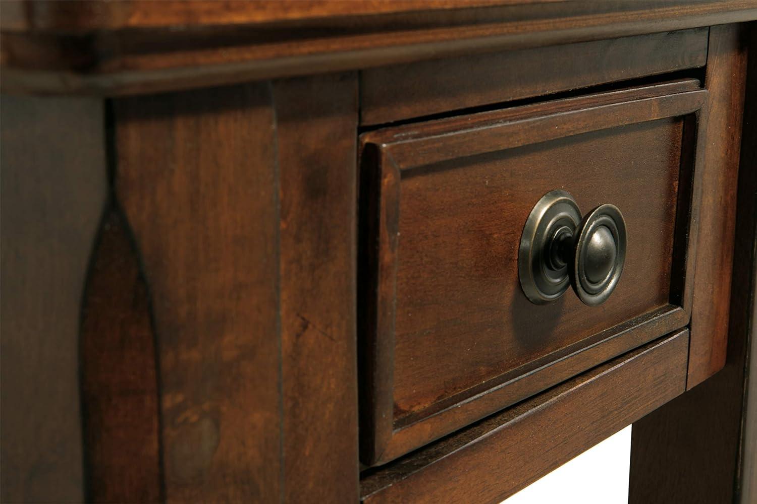 Dark Brown Rectangular Wood End Table with Storage