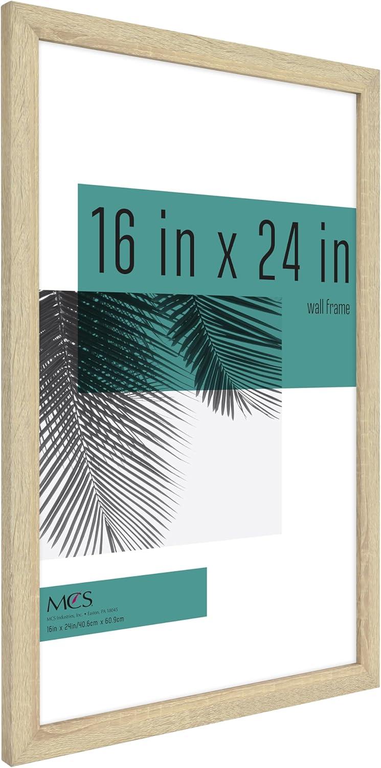 MCS Studio Gallery 16x24 Poster Frame Natural Woodgrain, Vertical & Horizontal Wall Hanging Large Picture Frame for Photos, Posters & Art Prints (1-Pack)