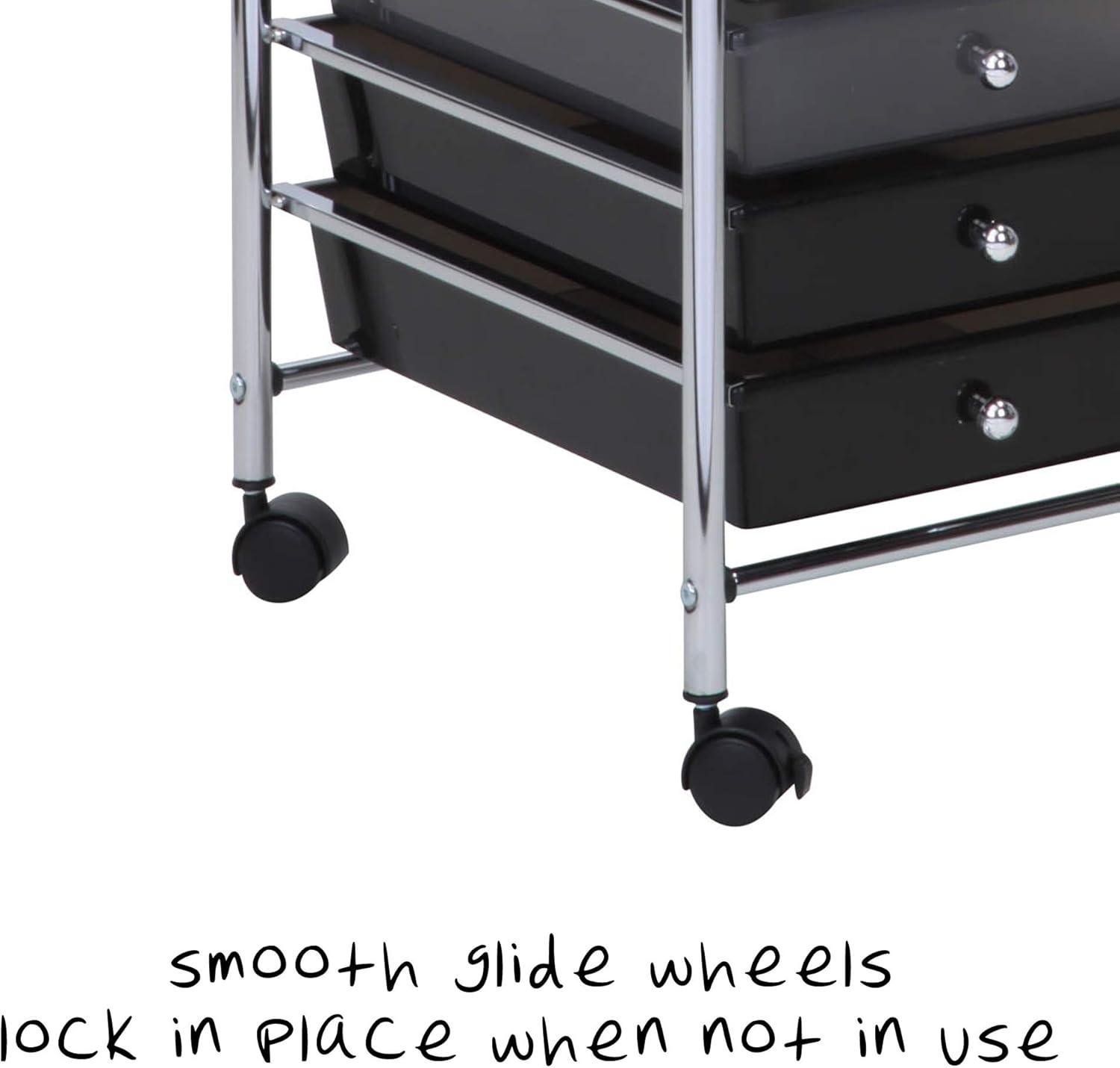 Gray and Black 10-Drawer Rolling Storage Cart