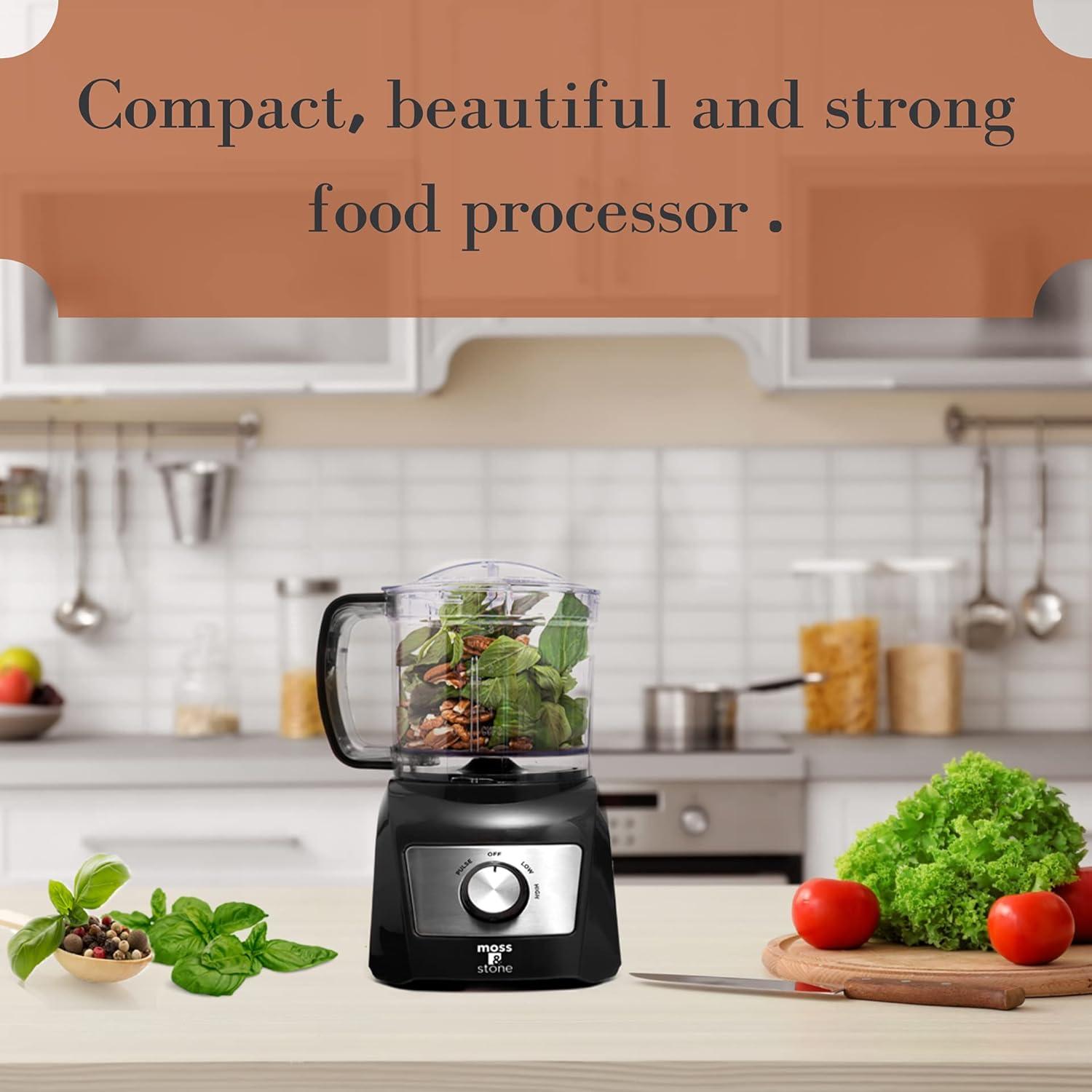 Moss & Stone 8-Cup Black Food Processor, Electric Chopper & Grinder, 500W