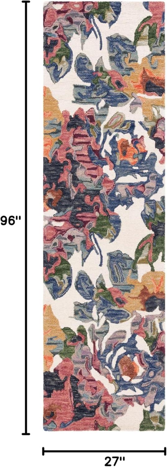 SAFAVIEH Blossom Ewart Floral Runner Rug, Ivory/Blue, 2'3" x 8'