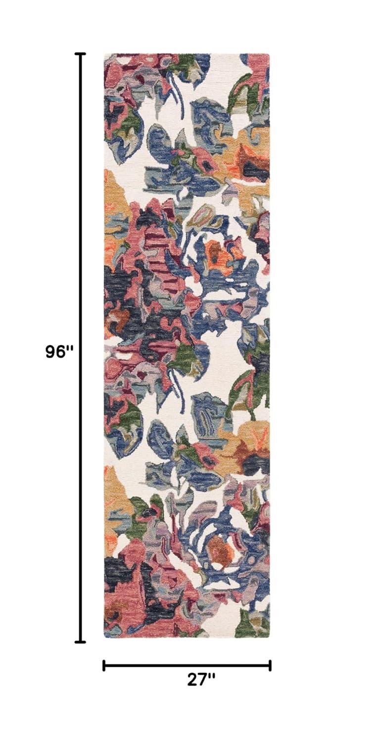 SAFAVIEH Blossom Ewart Floral Runner Rug, Ivory/Blue, 2'3" x 8'
