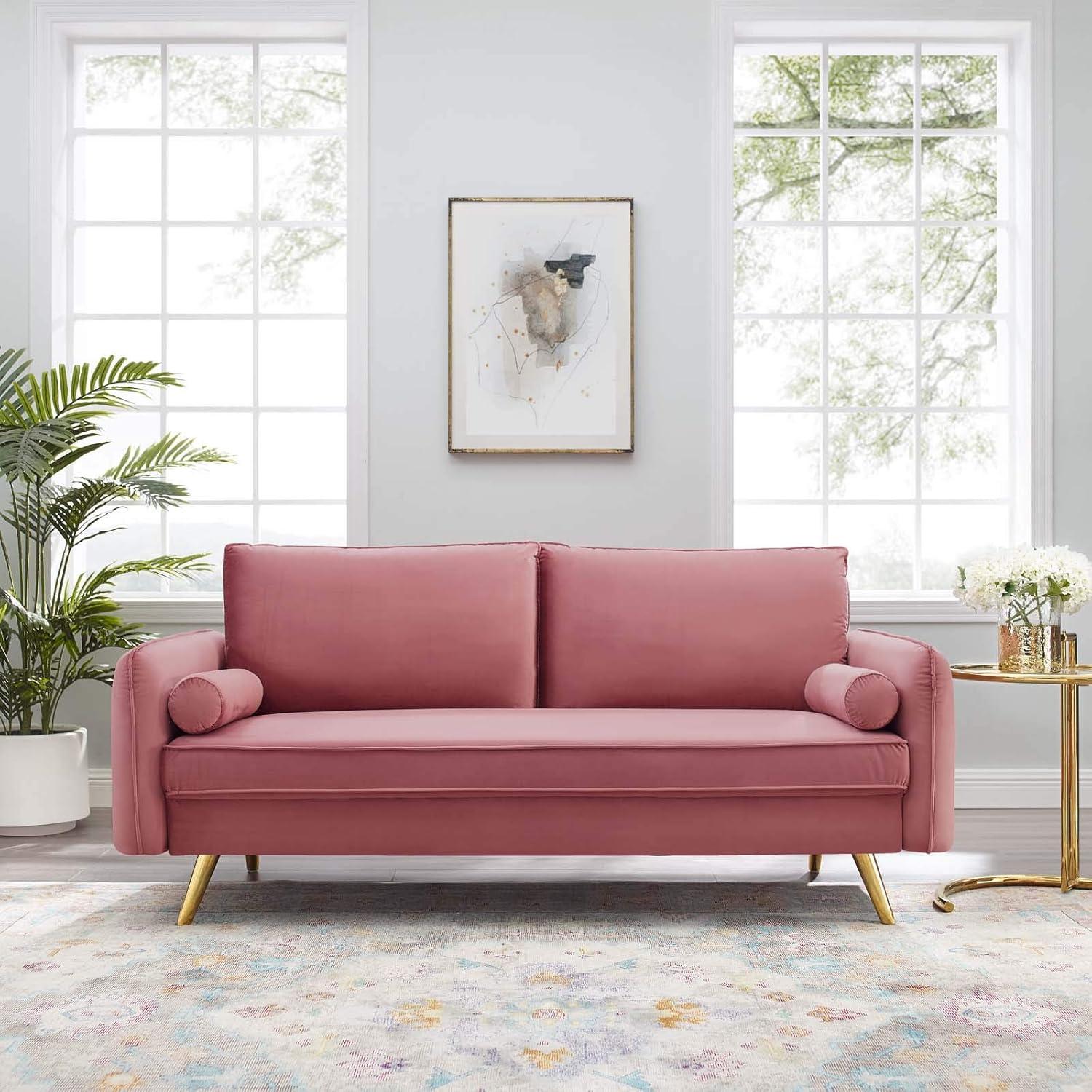 Revive Performance Velvet Sofa Dusty Rose