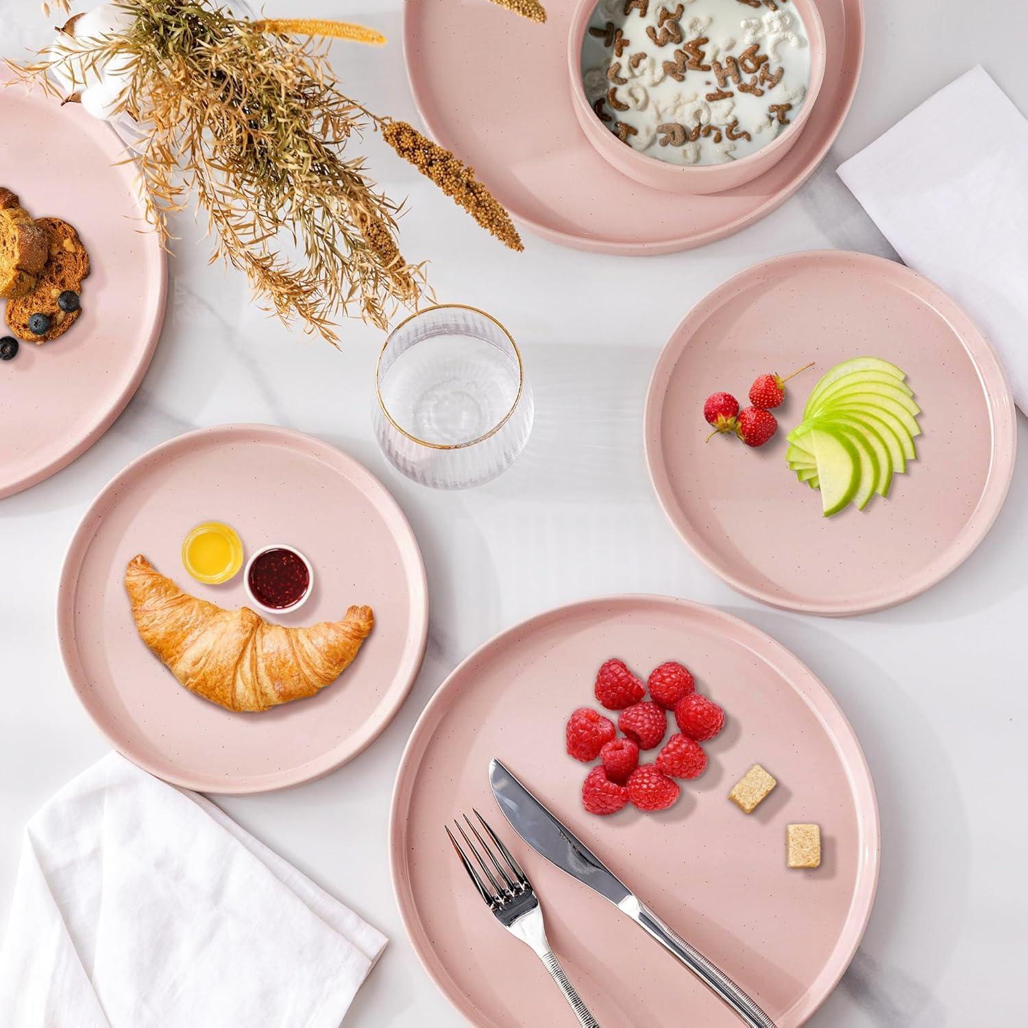 Hokku Designs 6-Person Dinnerware Set, 18-Piece Speckled Plate and Bowl Set