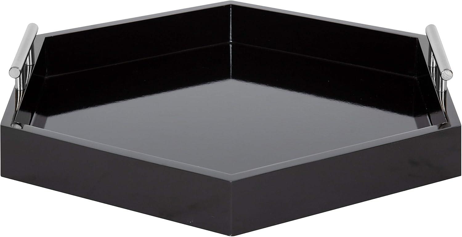 Kate and Laurel Lipton Tray, 18x18, Black and Silver