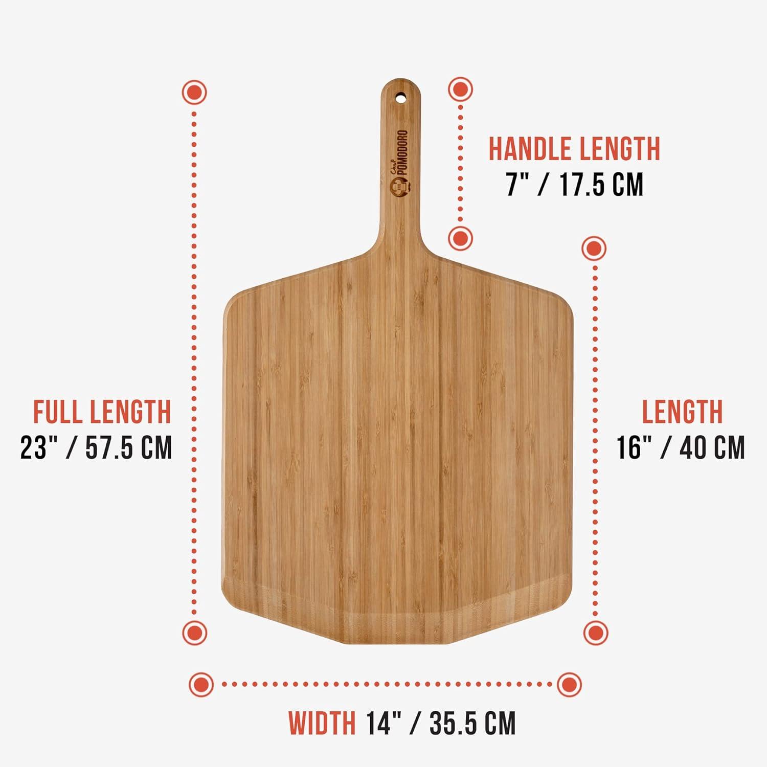 14-Inch Natural Bamboo Pizza Peel with Handle