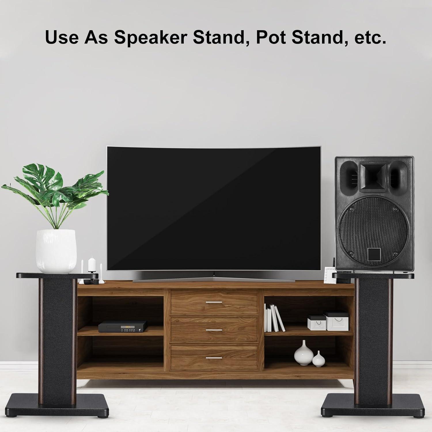 15.7 Inch Wood Grain Bookshelf Speaker Stands Pair