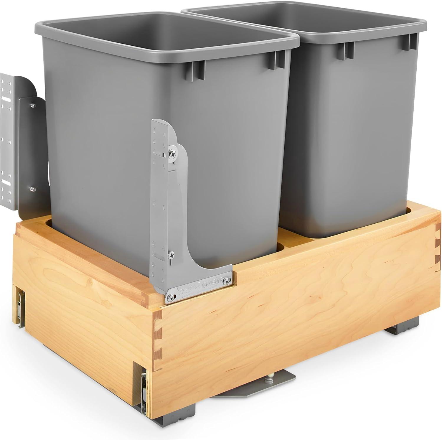 Rev-A-Shelf Rev-A-Shelf Double Pull Out Bottom Mount Trash Can, Gray
