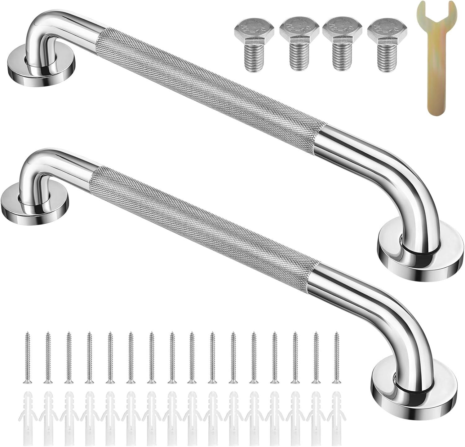 2 Pack 16 Inch Grab Bars for Bathtubs and Showers, Anti Slip Shower Grab Bars Stainless Steel Shower Handle Toilet Handicap Elderly Senior Assist Bathroom Saft Handle