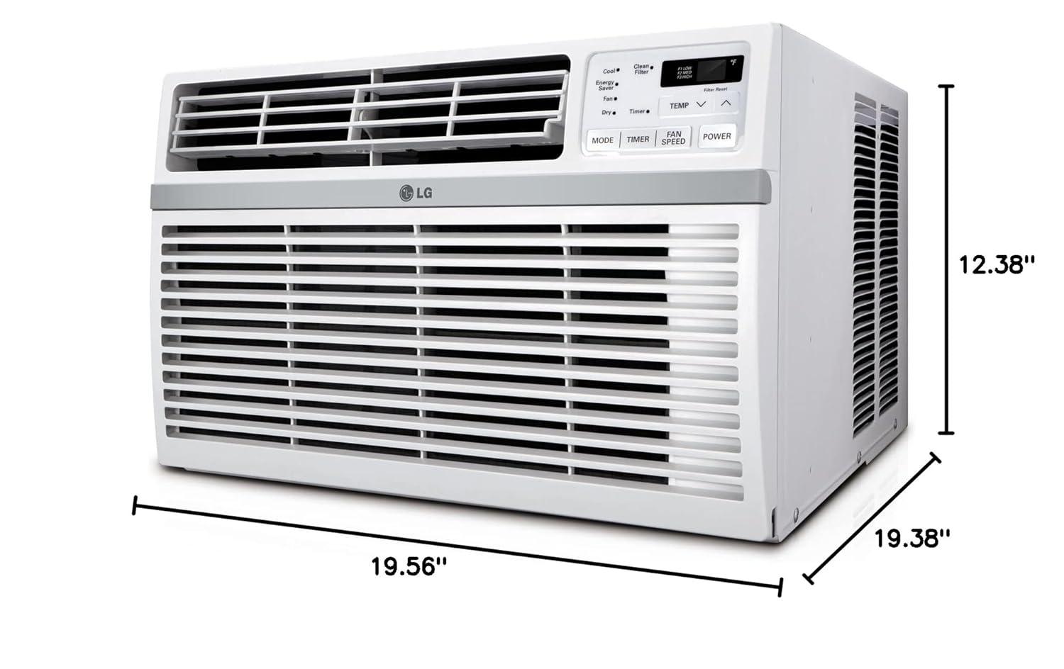 LG 6,000 BTU 250 Sq.ft High Efficiency Window AC, Cools 260 Sq.ft., White, LW6019ER