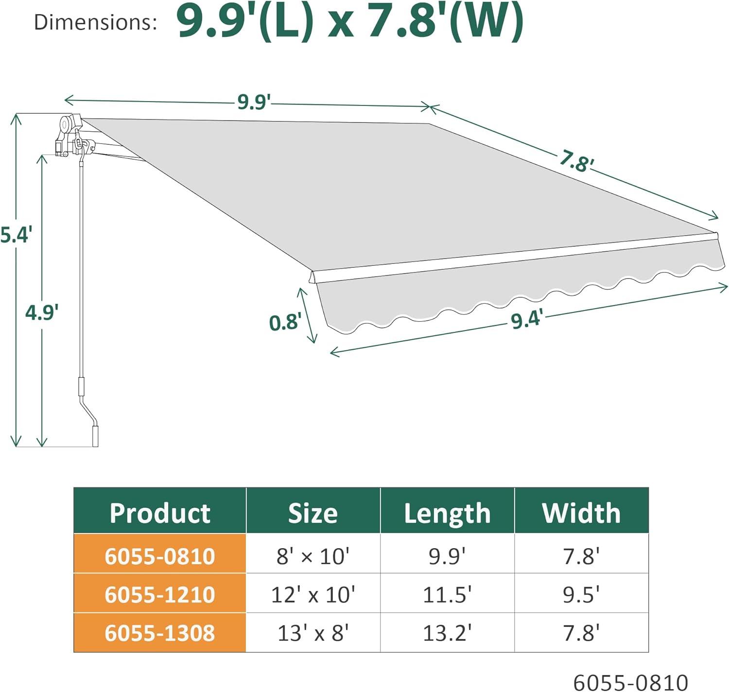 Newacme LLC Freeport Park Alvin 10 ft. W x 8 ft. D Retractable Patio Awning