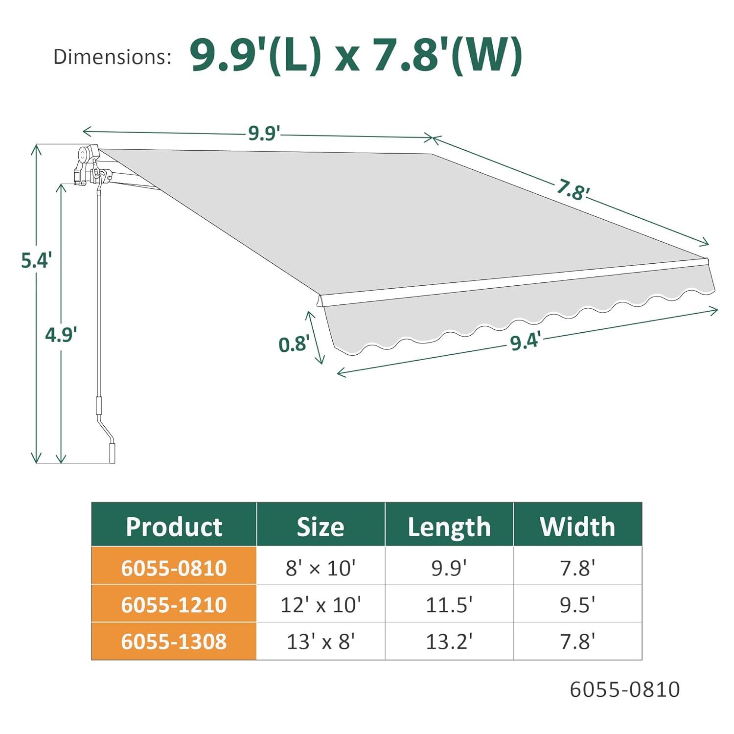 Newacme LLC Freeport Park Alvin 10 ft. W x 8 ft. D Retractable Patio Awning
