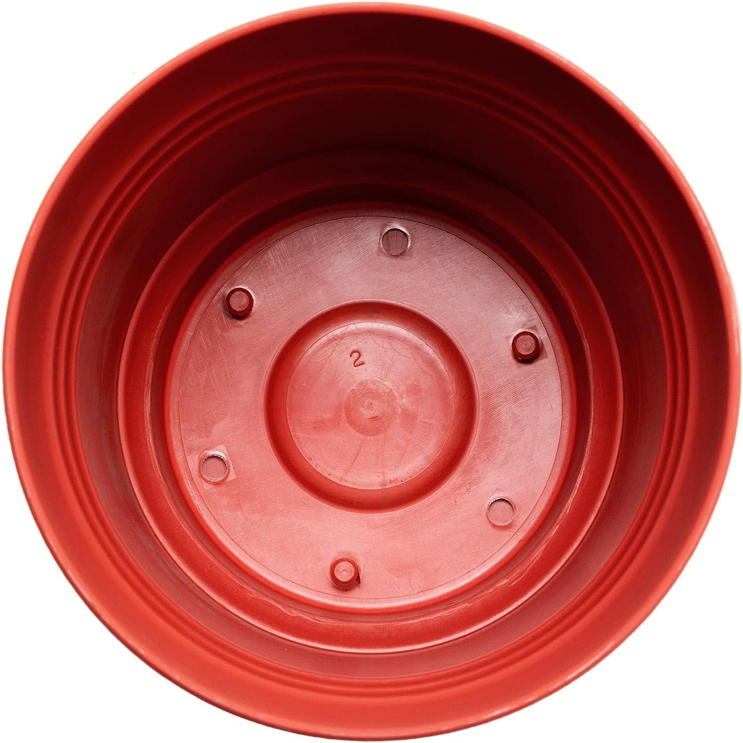 Saturn 10" Burnt Red Round Self-Draining Planter with Saucer