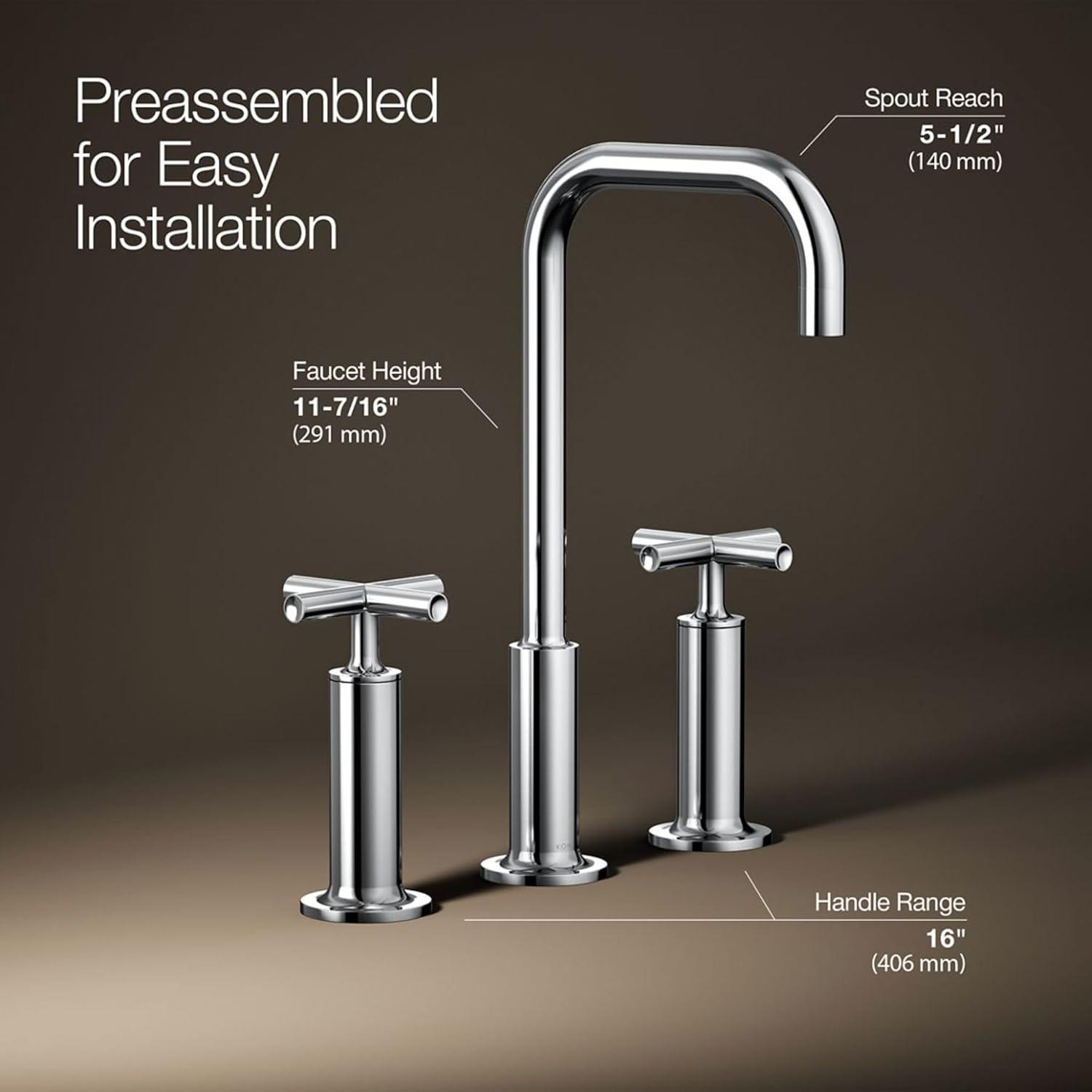 Purist® Widespread Bathroom Sink Faucet with High Cross Handles and High Gooseneck Spout