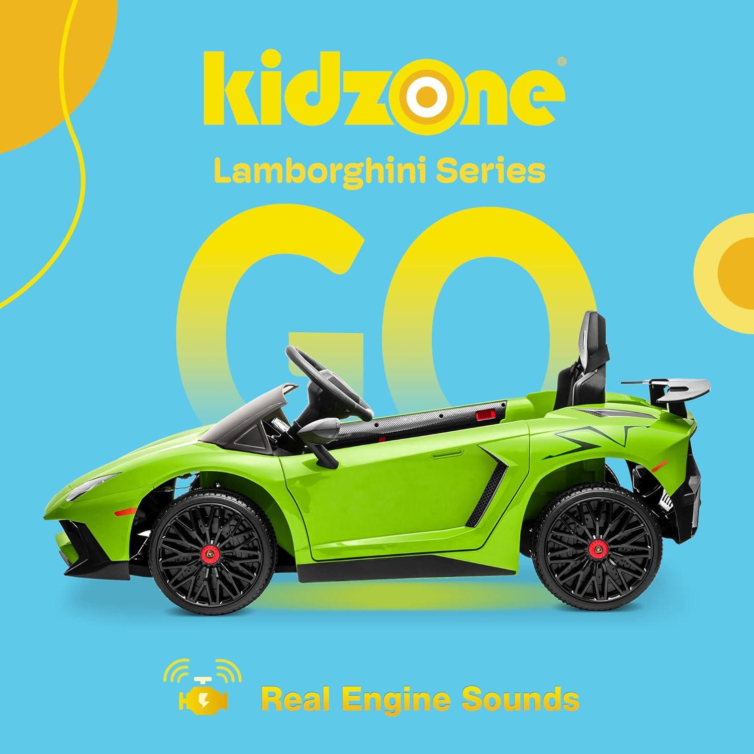 Green 12V Lamborghini Aventador Kids Electric Ride-On Car