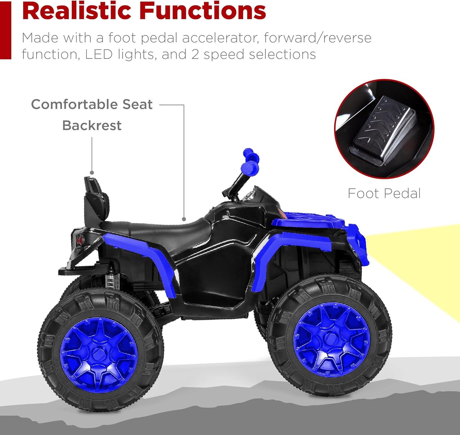 Best Choice Products 12V Kids Ride-On ATV Quad w/ Bluetooth, 3.7mph Max, Treaded Tires, LED Lights, Radio