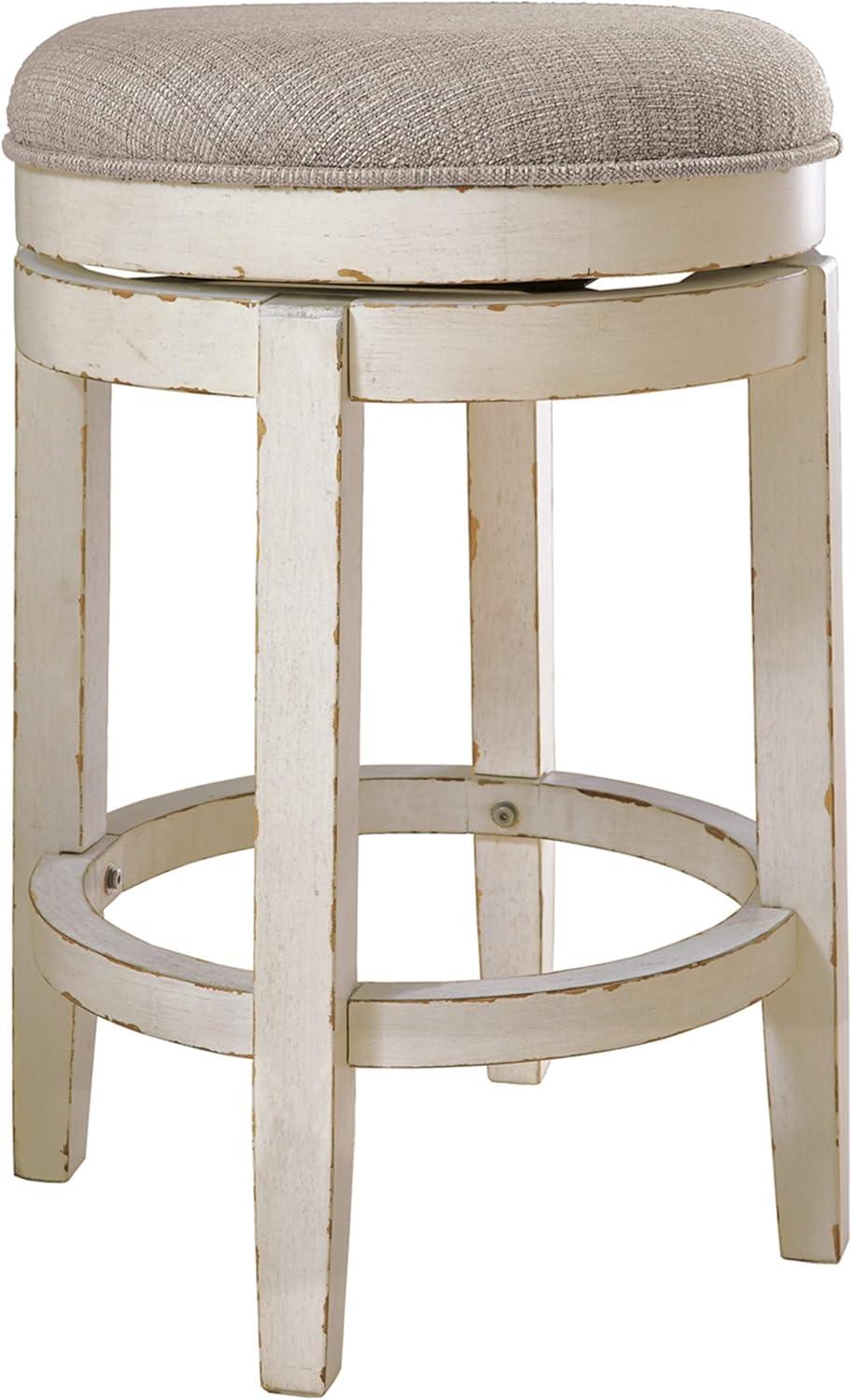 Realyn Upholstered Swivel Counter Height Barstool Beige: Cottage Design, Textured Fabric - Signature Design by Ashley