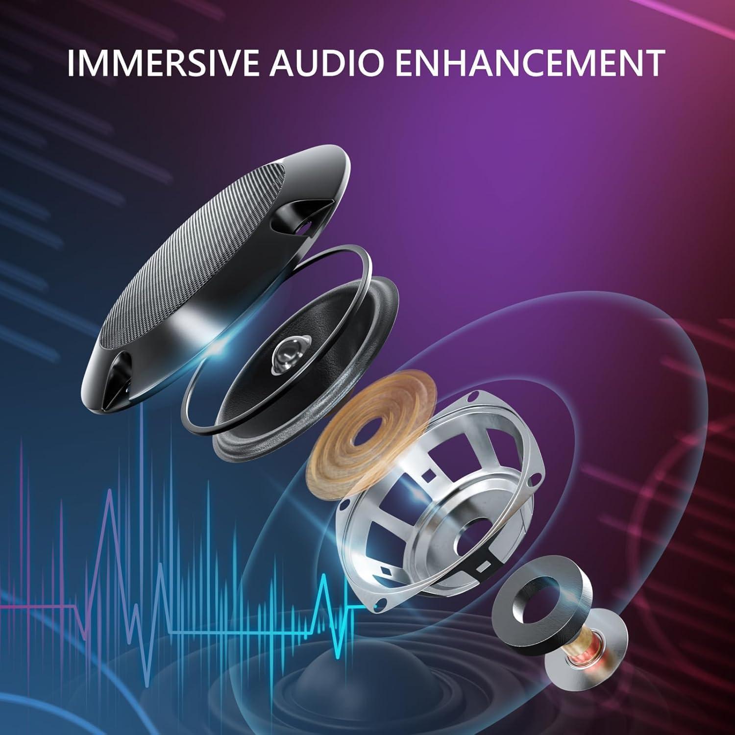 Hoffree Hoffree Massage Ergonomic Gaming Chair with Bluetooth Speakers and RGB LED Lights