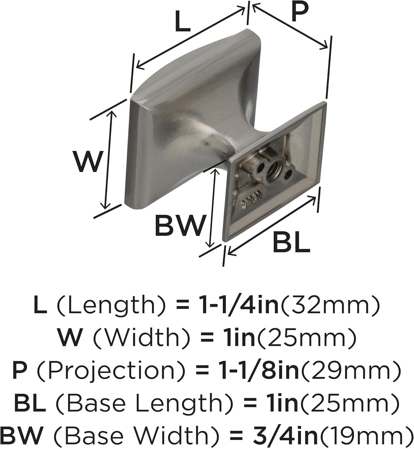 Satin Nickel Rectangular Cabinet Knob with Mounting Hardware