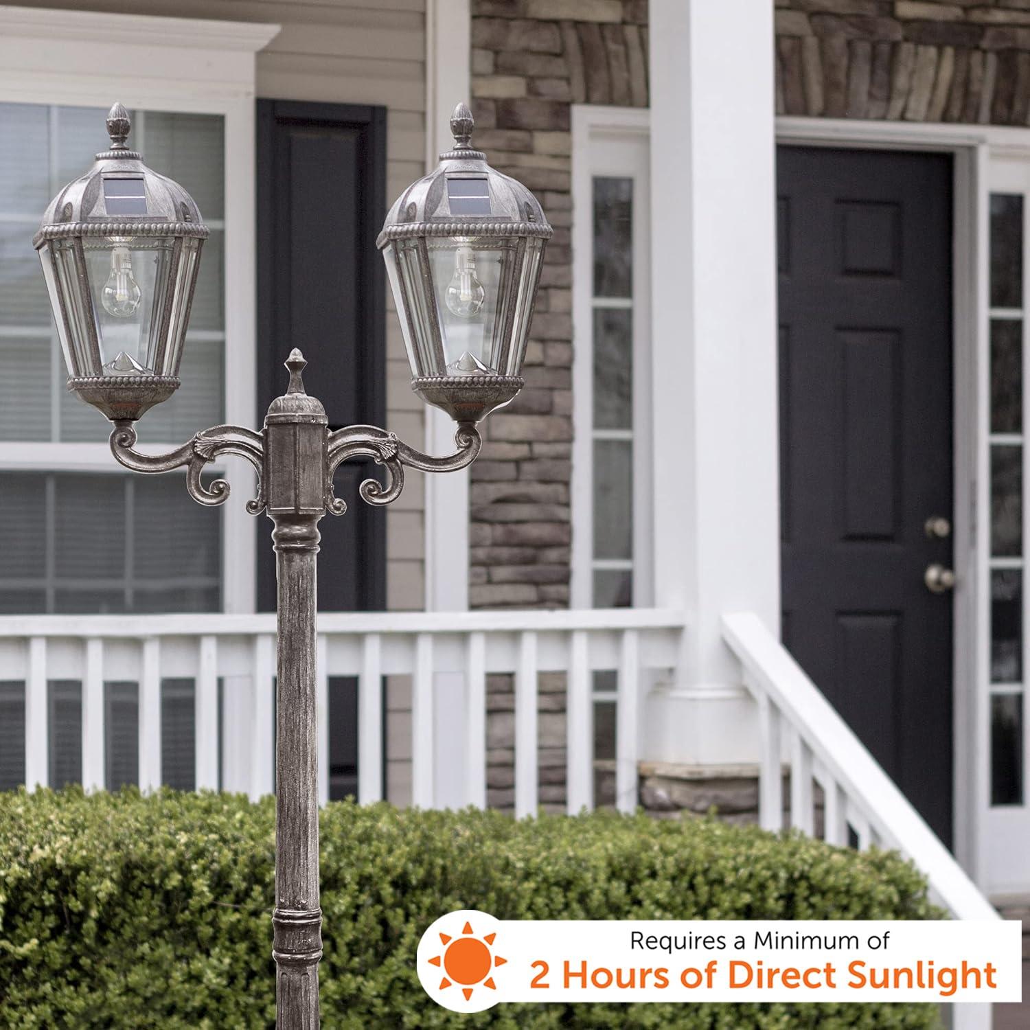 Gama Sonic Royal Brown 2-Light 89" H 300 Lumen Solar Powered Lamp Post (Full)