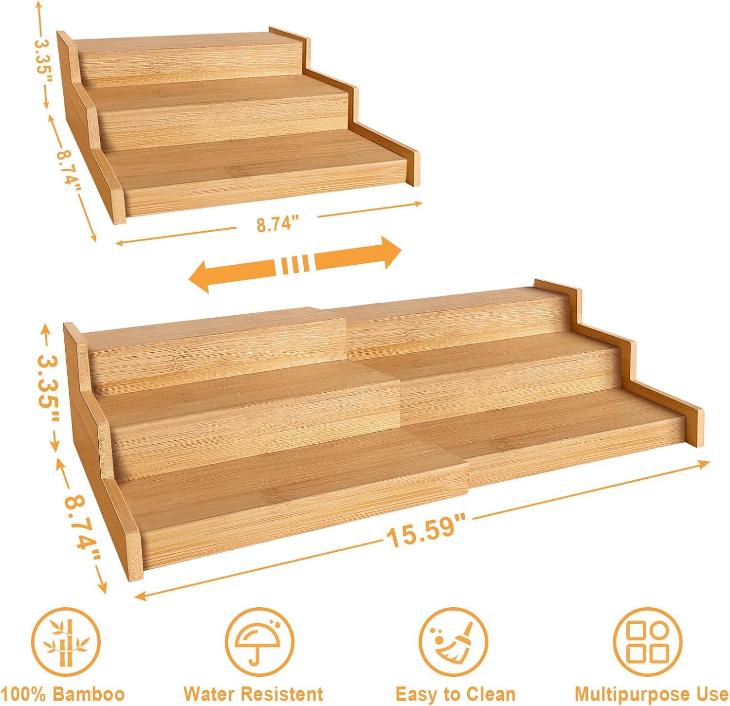 Expandable Bamboo 3-Tier Spice Rack Organizer