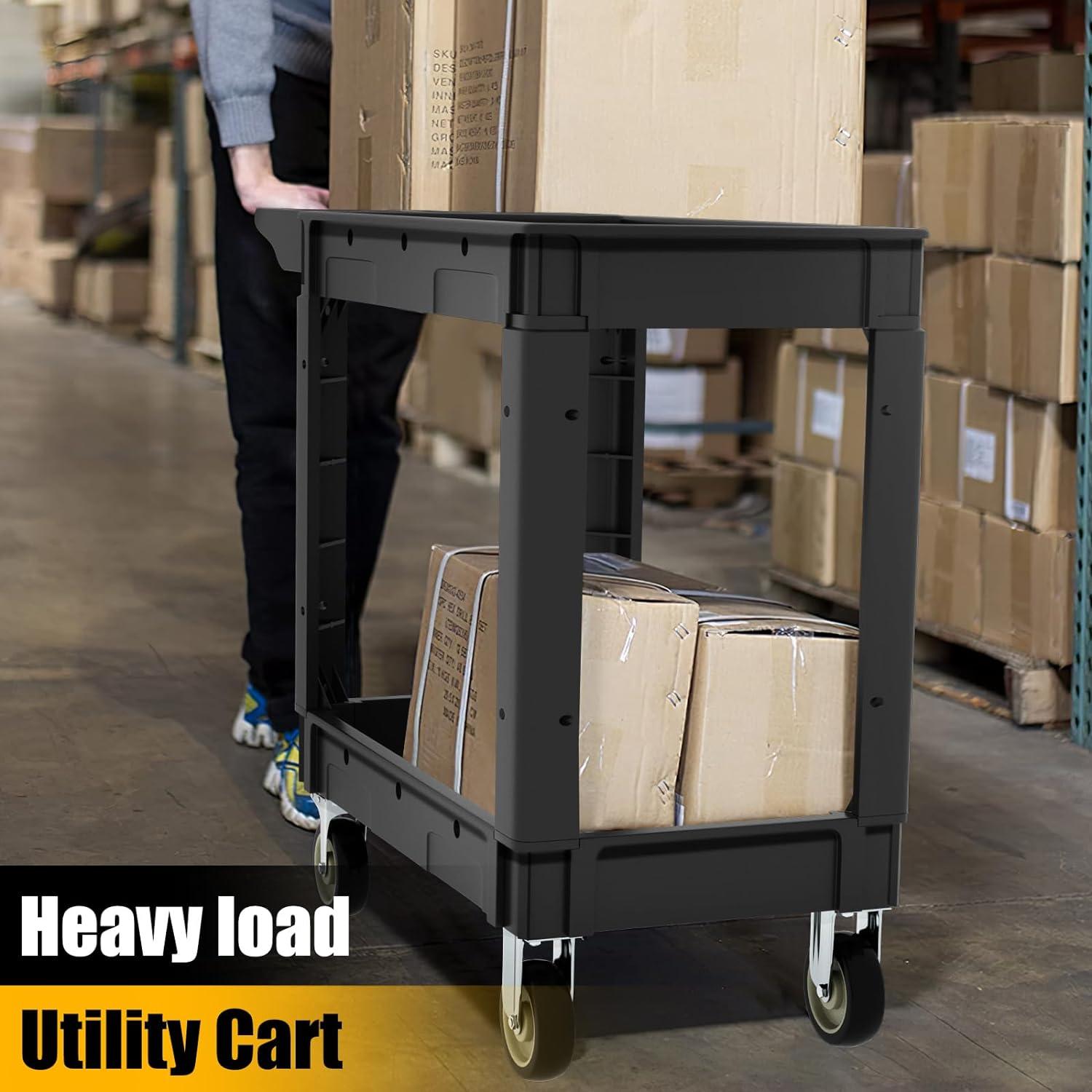 Heavy Duty 550 lbs 2-Shelf Service Utility Cart 40'' x 17'' with Lipped Shelf