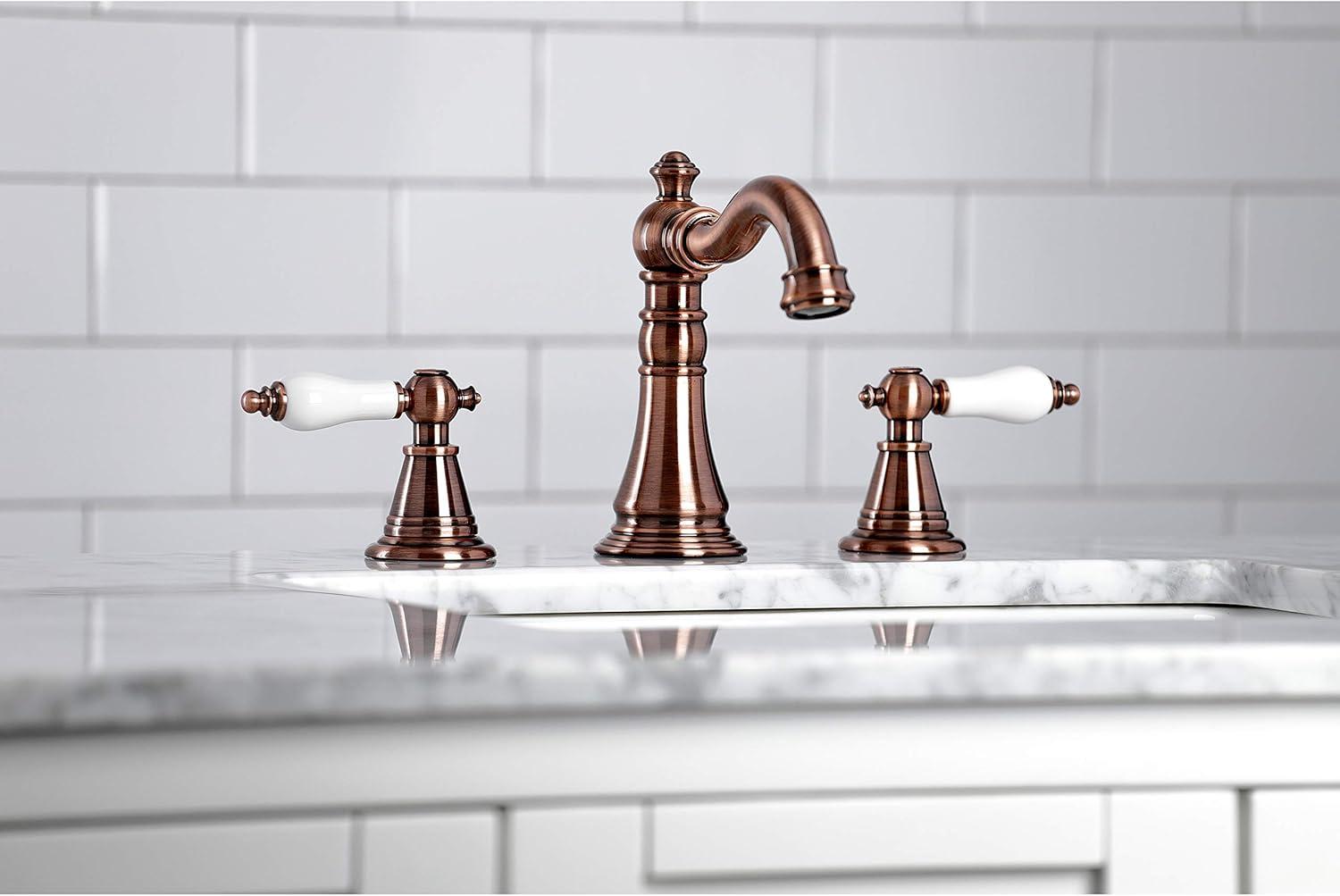 Kingston Brass English Classic Two-Handle 3-Hole Deck Mount Widespread Bathroom Faucet with Pop-Up Drain