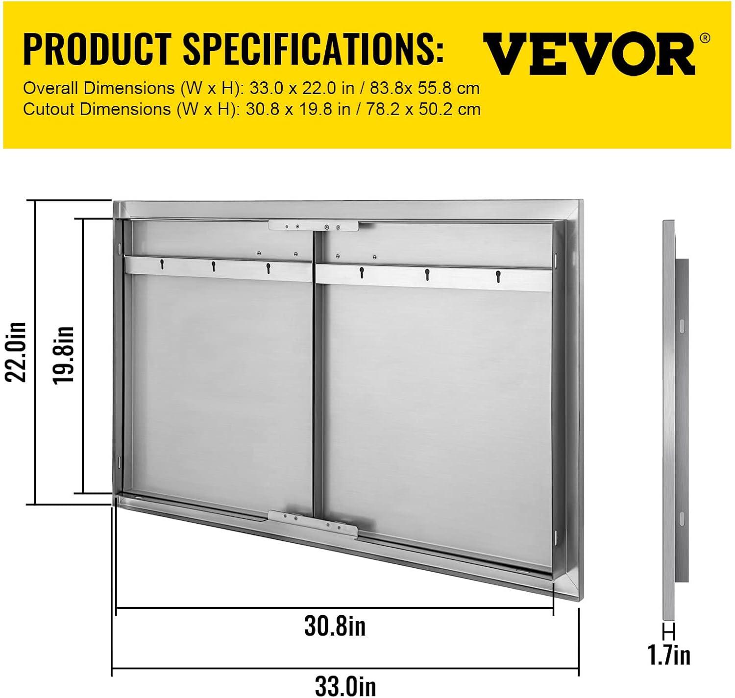 Stainless Steel Double BBQ Access Door for Outdoor Kitchens