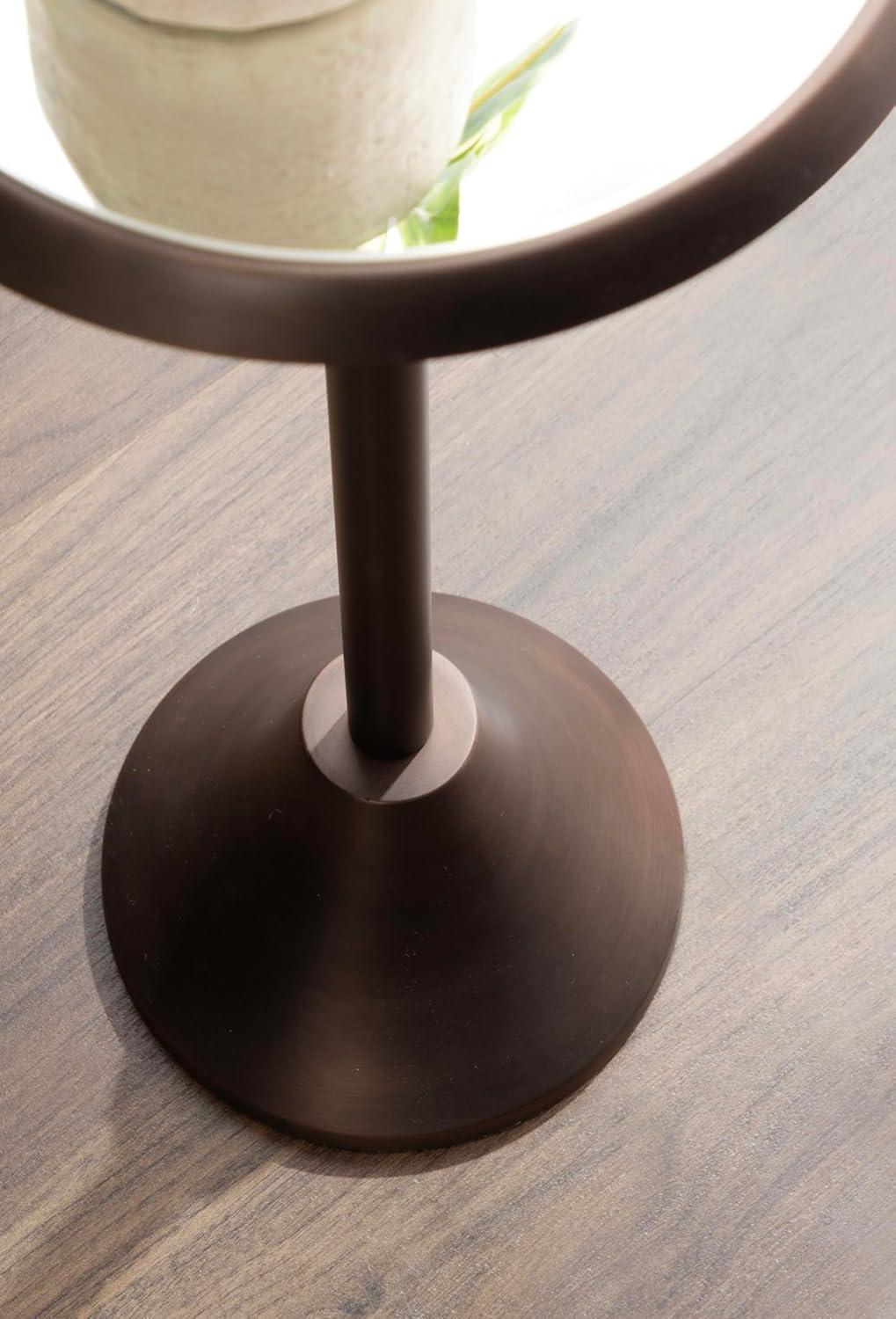 Kate and Laurel Sanzo Modern Pedestal Drink Table, 10 x 10 x 23, Antique Bronze, Decorative End Table with Mirrored Tabletop for Use as Small Plant Stand or Cute Martini Table