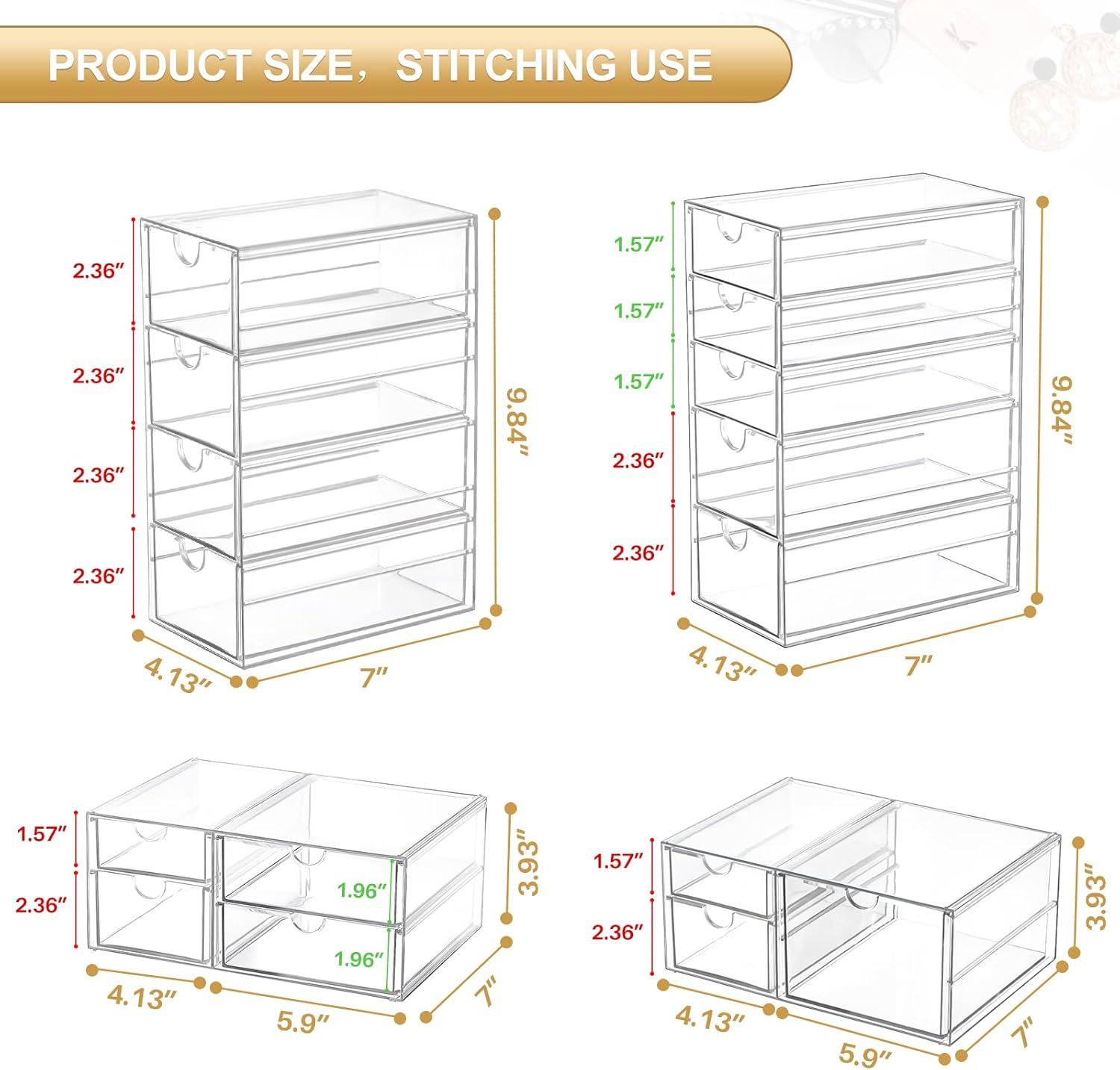 Makeup Organizer With 16 Drawers, 4 Pcs Desktop Office Supplies, Desk Organizers, Clear Desk Accessories, Dustproof Drawer Storage for Make Up, Jewelry, Pen, Stationary