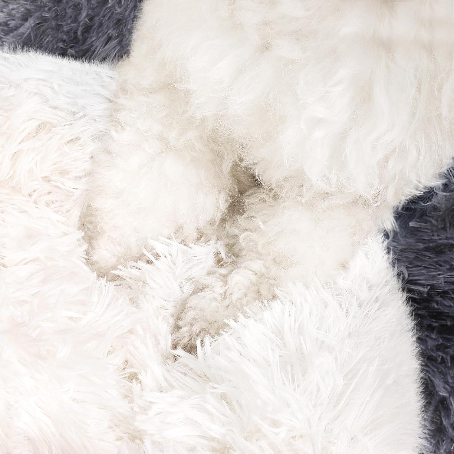 Utoimkio Calming Dog Beds & Cat Cave Bed with Hooded Cover,Portable Round Beds for Small Medium Pets,Anti-Slip Fluffy Coved Pet Bed,Comfortable Warming Pet Bed,15.7"x15.7"