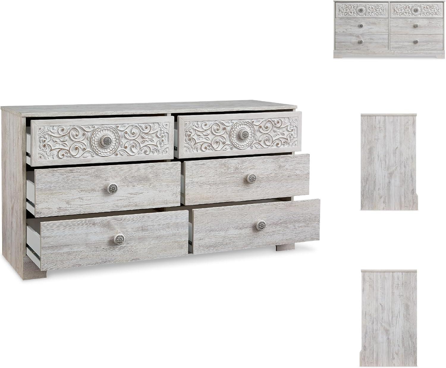 Signature Design by Ashley Casual Paxberry 6 Drawer Dresser, Whitewash