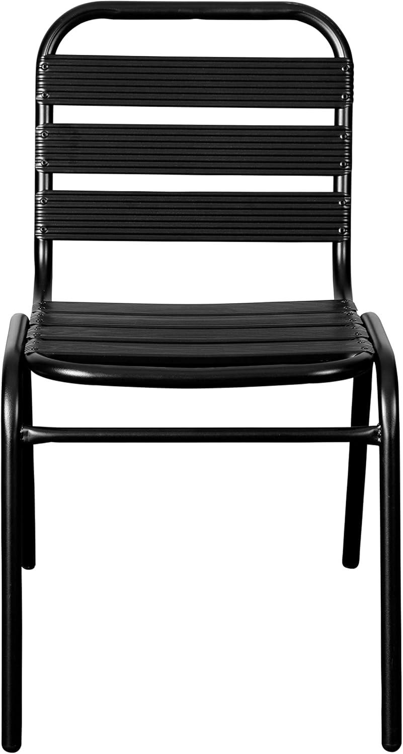 Emma and Oliver Aluminum Commercial Indoor-Outdoor Armless Restaurant Stack Chair with Triple Slat Back