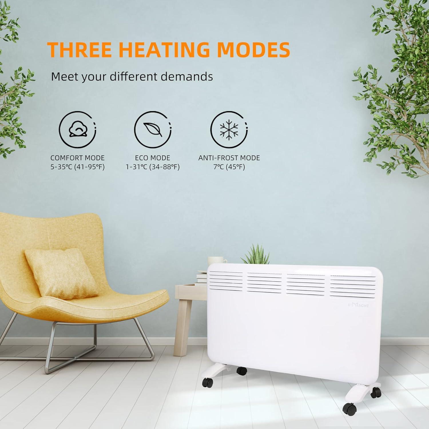 1500W Electric Space Heater, Freestanding, Large Room, Convection, Adjustable LED Digital Thermostat