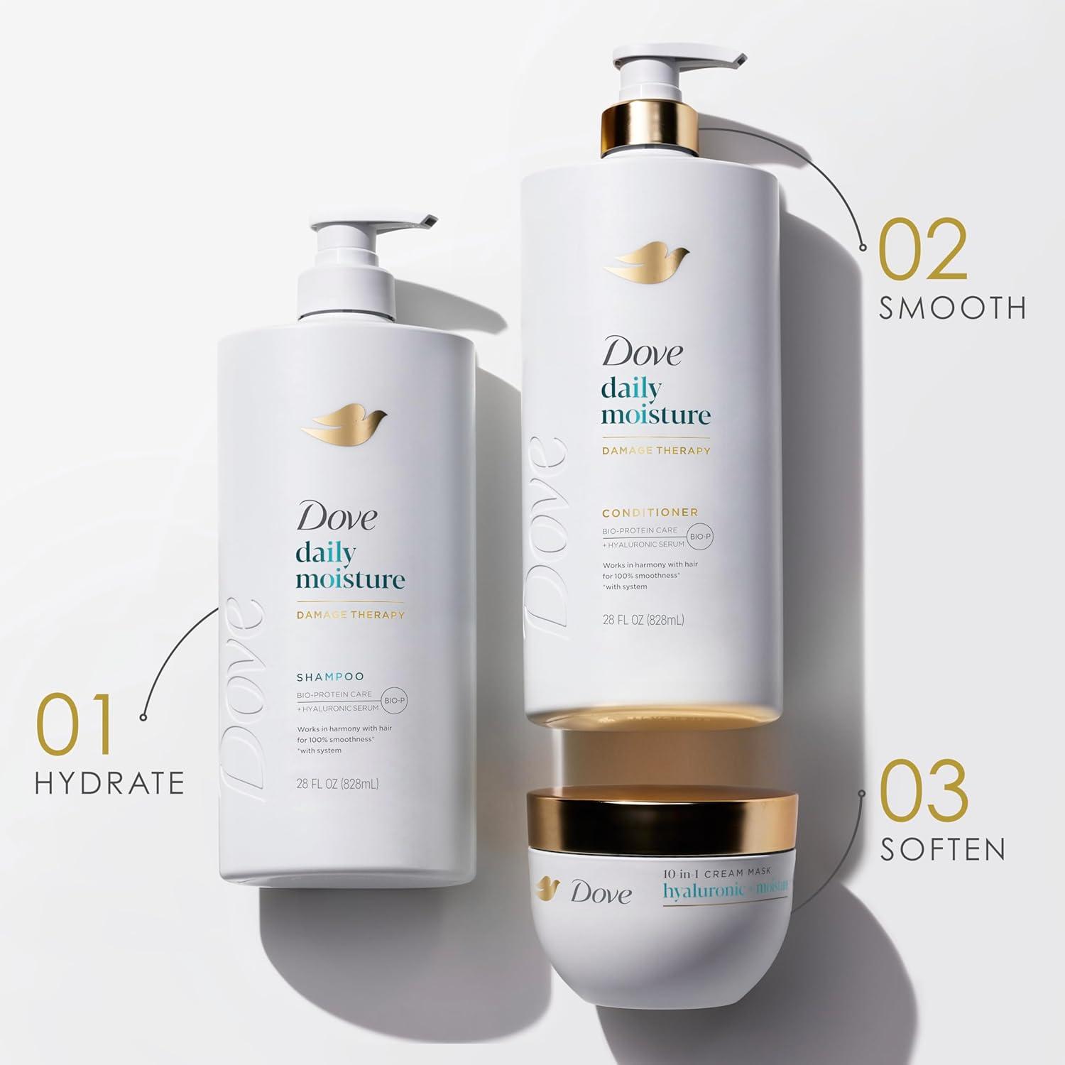 Dove Beauty Daily Moisture Hair Shampoo Pump with Hyaluronic Serum & Bio-Protein Care - 28 fl oz