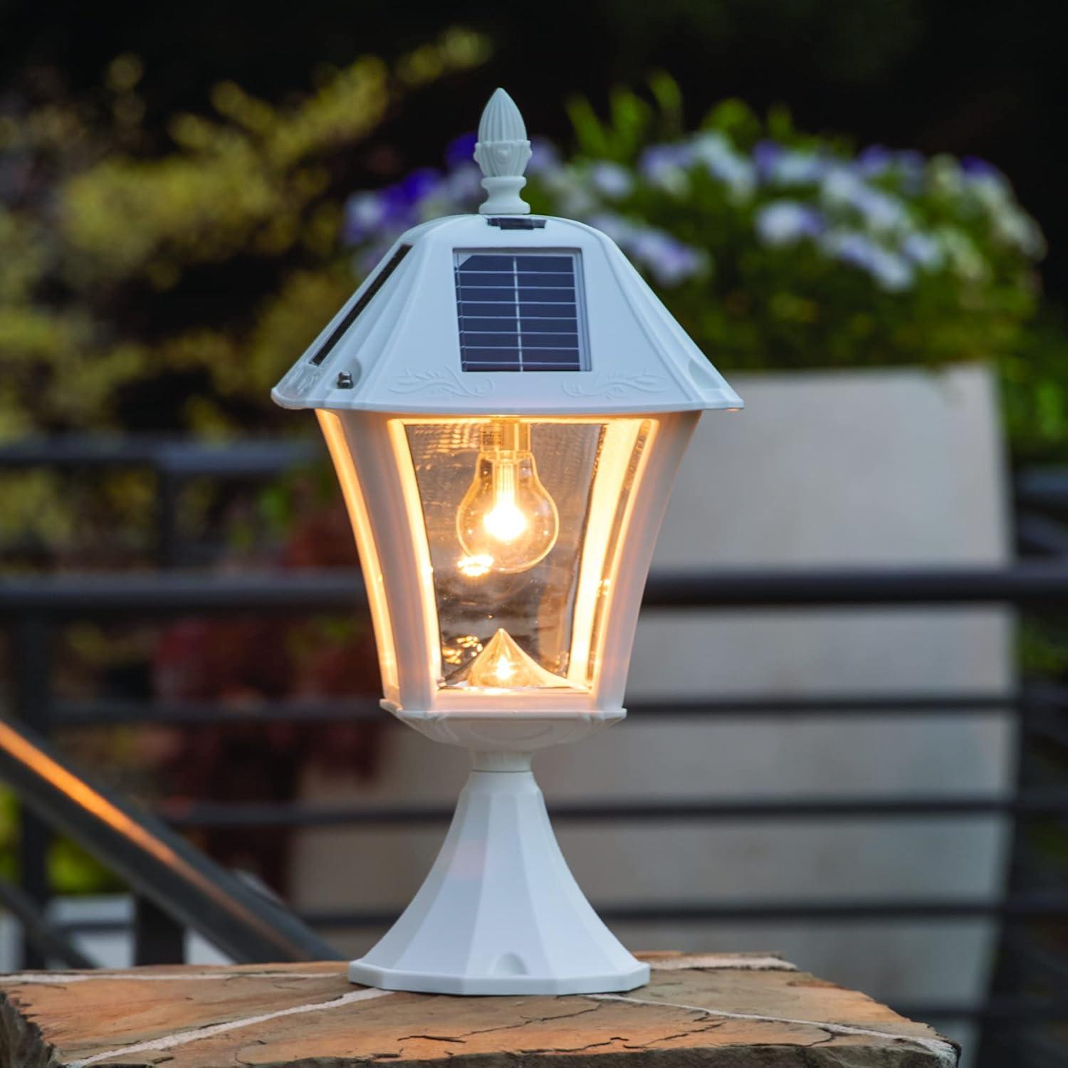 Baytown II White Outdoor Solar LED Lamp Post Light