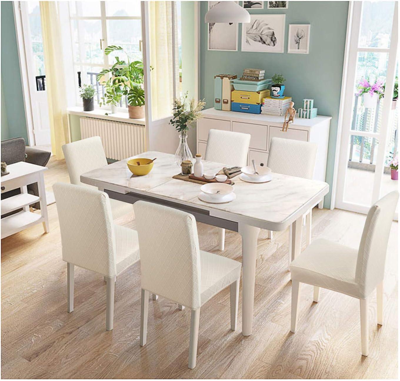 YISUN Dining Chair Covers, Stretch Spandex Chair Seat Cover Removable Washable Parson Chair Cover Kitchen Chair Protector Slipcovers (Beige Light, 6)