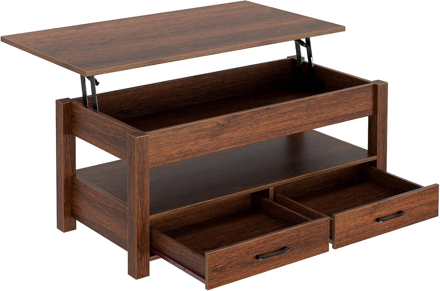 Espresso Lift-Top Rectangular Wood Coffee Table with Storage