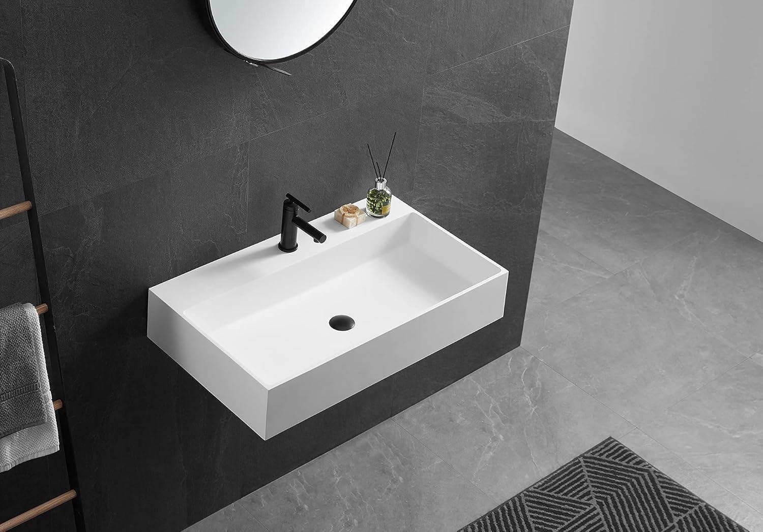 Serene Valley 18.9'' Solid Surface Square Bathroom Sink