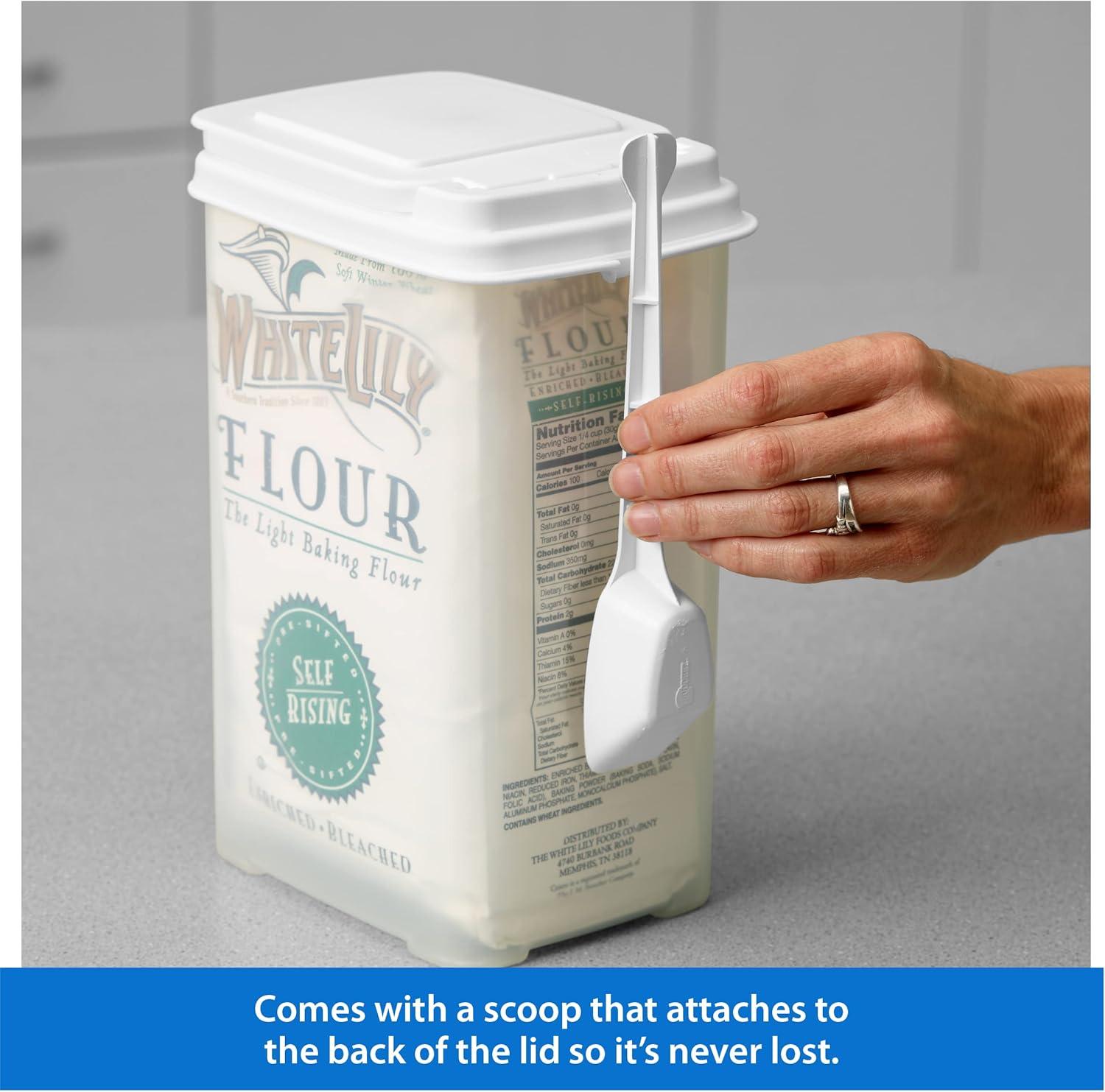 Buddeez Flour and Sugar Container - 3.75 Quart All Purpose Kitchen Organization and Storage Unit, Large Food Storage Container For Kitchen and Organizing Your Pantry (with Scoop)