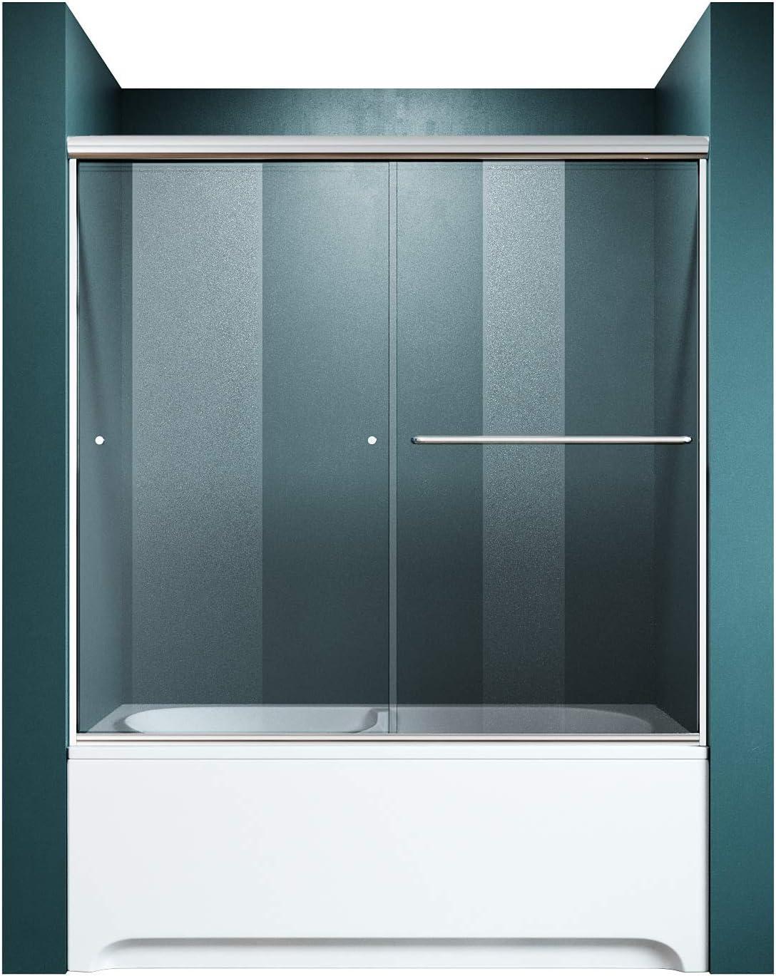 Elegant  60 in. W x 57.4 in. H Bathtub Double Sliding Shower Doors Chrome Clear 60"W×57“H