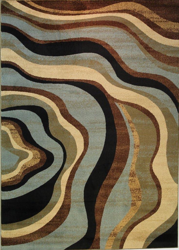 Well Woven Barclay Nirvana Waves Modern Geometric Multi Blue 5'3" x 7'3" Area Rug